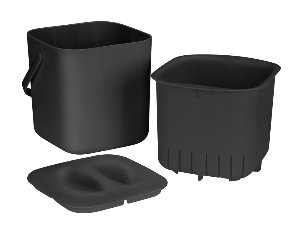 Abfallsammler Mod. CINDY 3L, schwarz, Kunststoff, 18x18x19 cm  mit herausnehmbarem Sieb