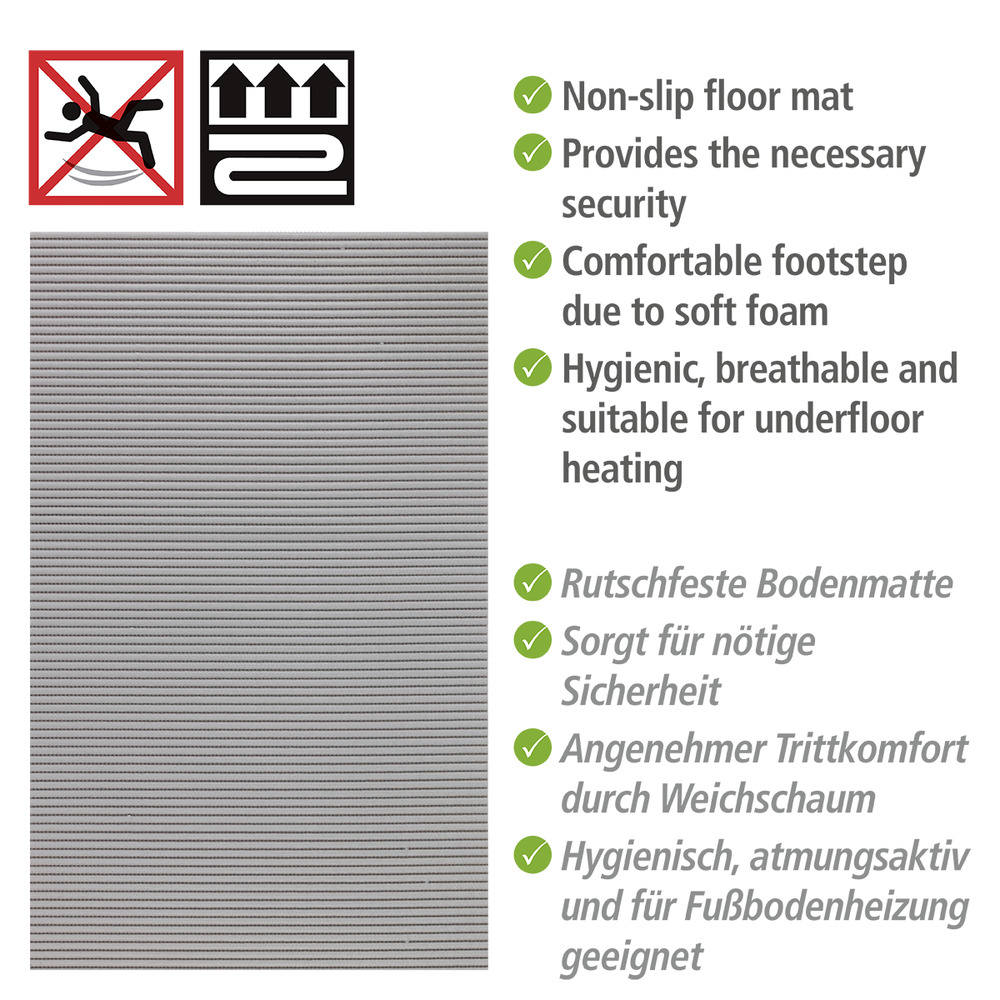 Badematte Grau, 50 x 80 cm  Weichschaummatte