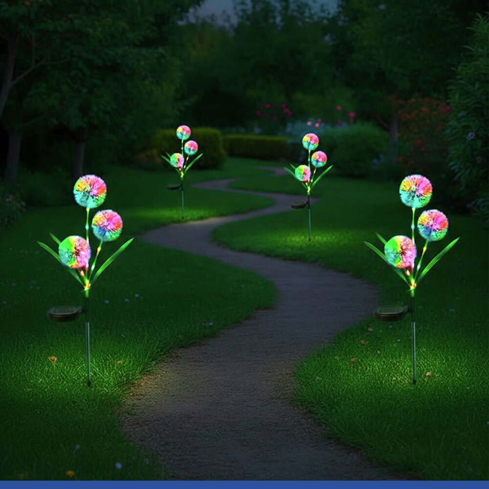 LED Gartenstecker Pusteblume Solar, 2er Set  solarbetriebene Gartenbeleuchtung