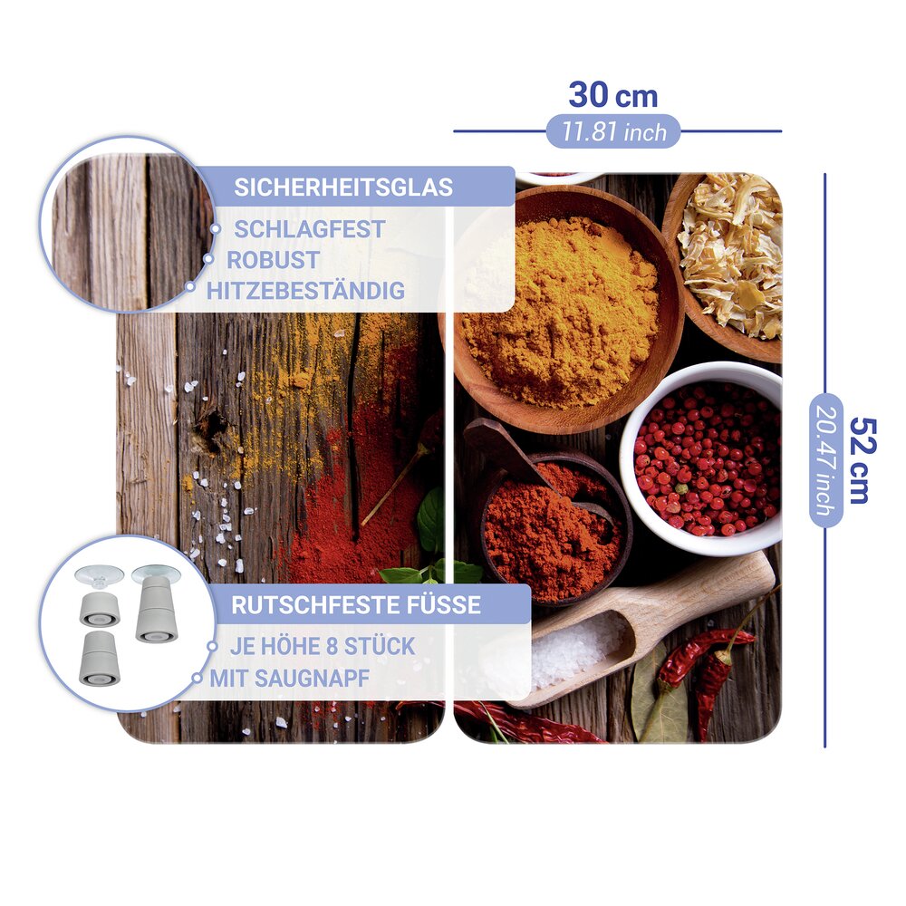 Herdabdeckplatte Universal Mod. Gewürze, 2er Set  für alle Herdarten geeignet