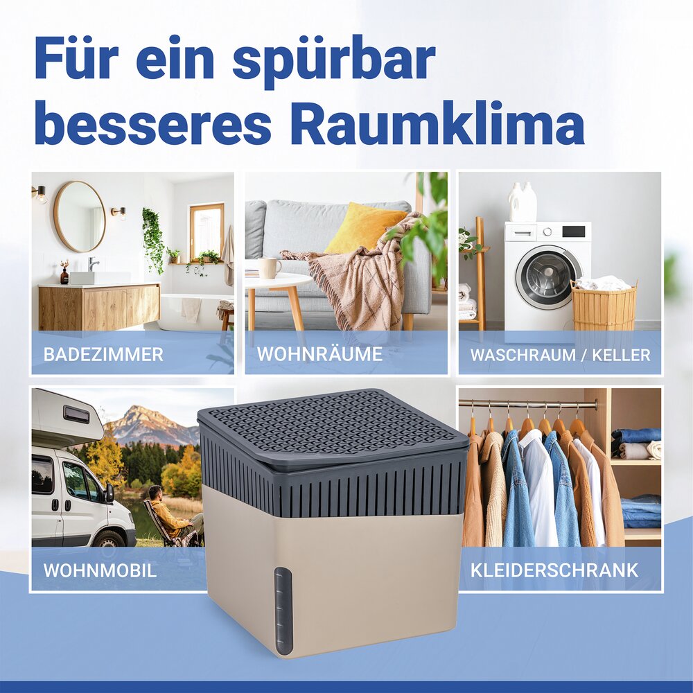 Raumentfeuchter Mod. Cube Beige 500 g  beugt Schimmel und Gerüchen vor