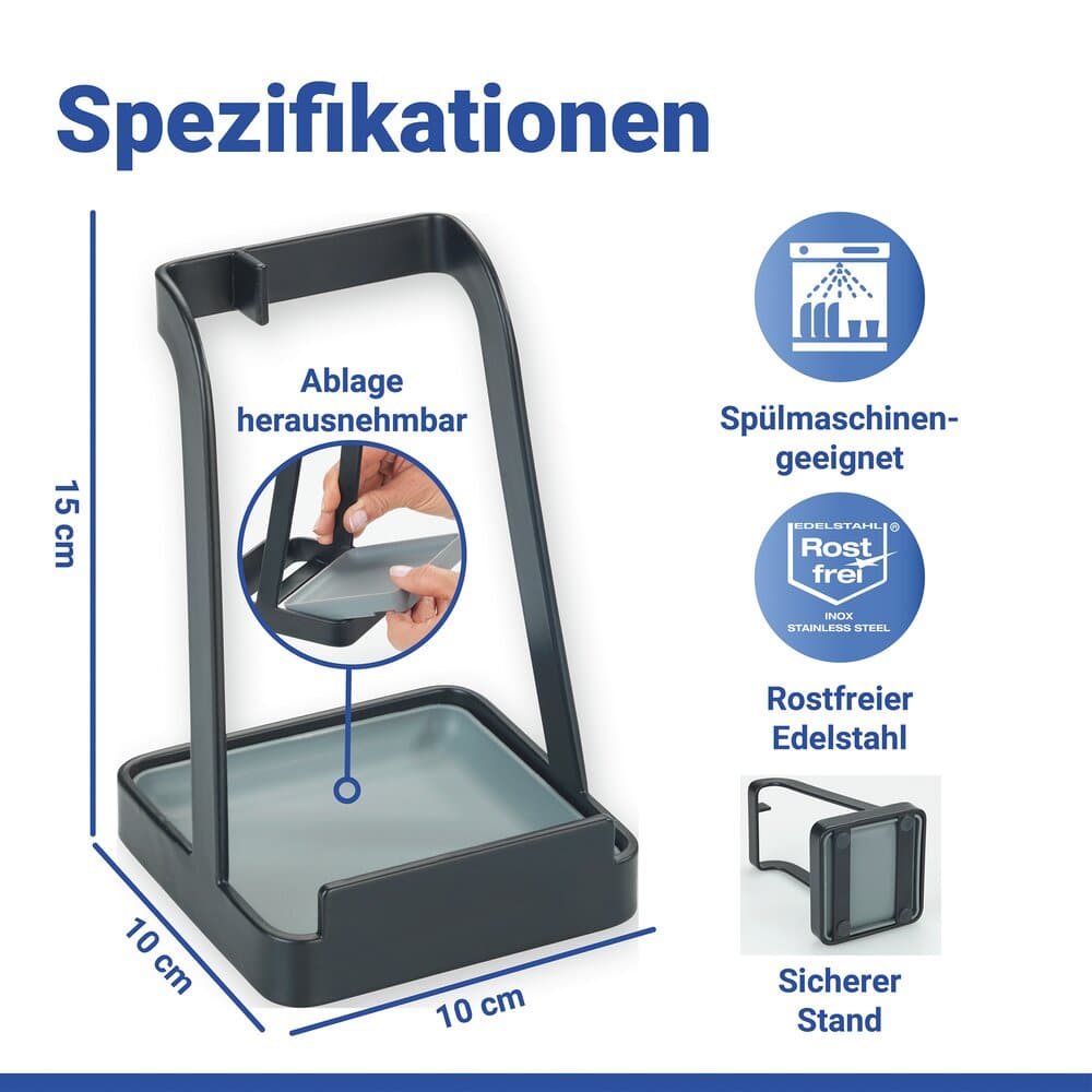 3in1 Kochlöffel- und Topfdeckelständer Mod. Premium multifunktionale Halterung für Küchenutensilien