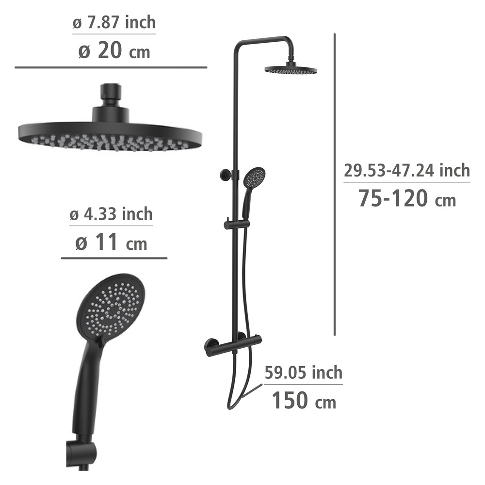 Duschsystem Young Eco mit Armatur Schwarz  inkl. 2 Watersaving Regulatoren