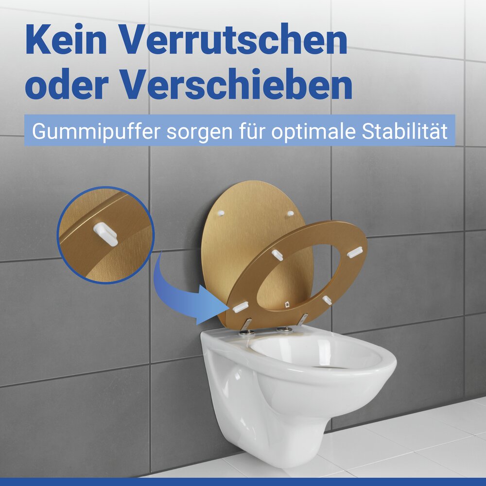 WC Sitz Mod. Aldeno Gold matt  Toilettendeckel aus foliertem MDF