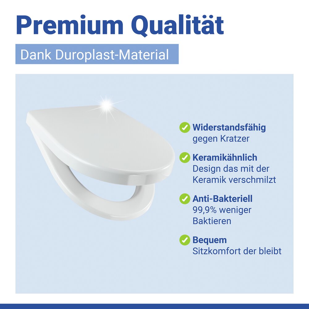 Abattant de WC Mod. Sindia blanc  robuste, avec frein de chute