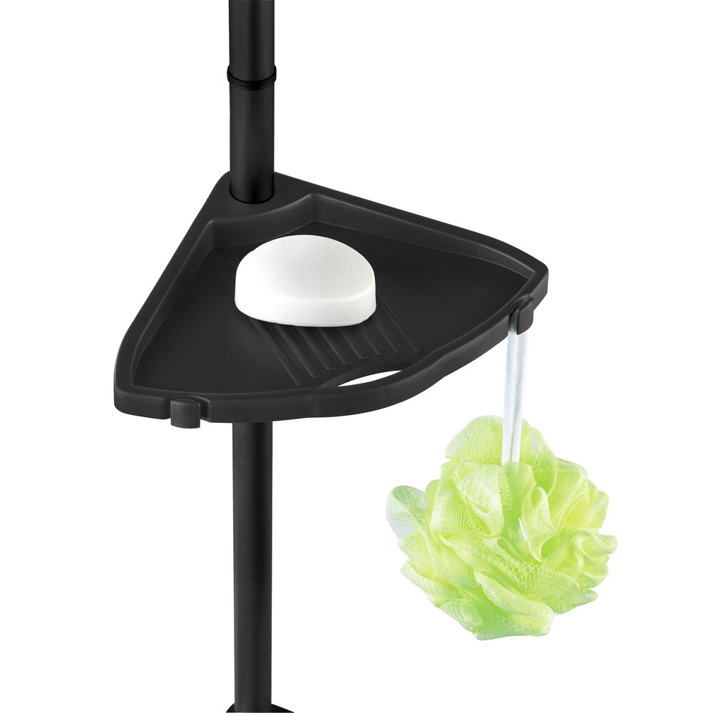 Coin douche Mod. Compact, noir, aluminium, 26x78-275x19,5 cm  montage facile sans percer