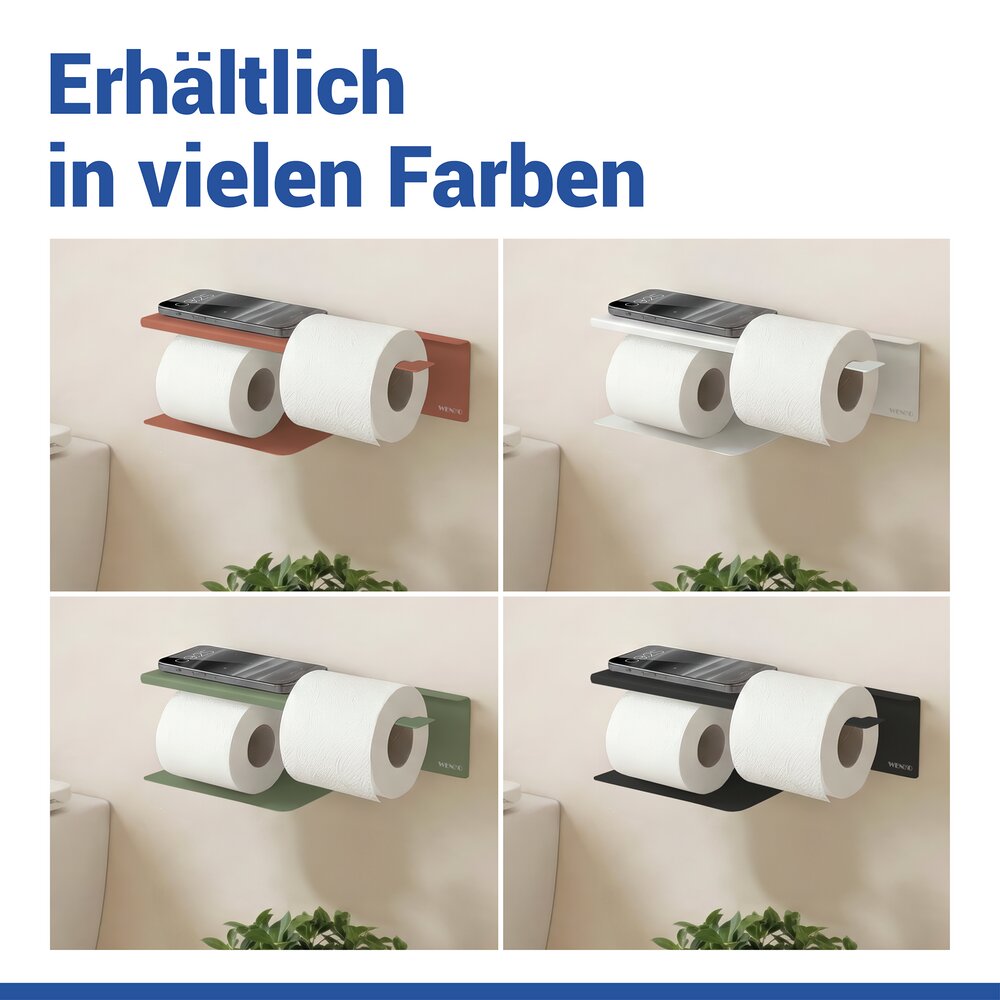 Turbo-Loc® Toilettenpapierhalter mit Ablage Mod. Lizan Braun  Befestigen ohne Bohren