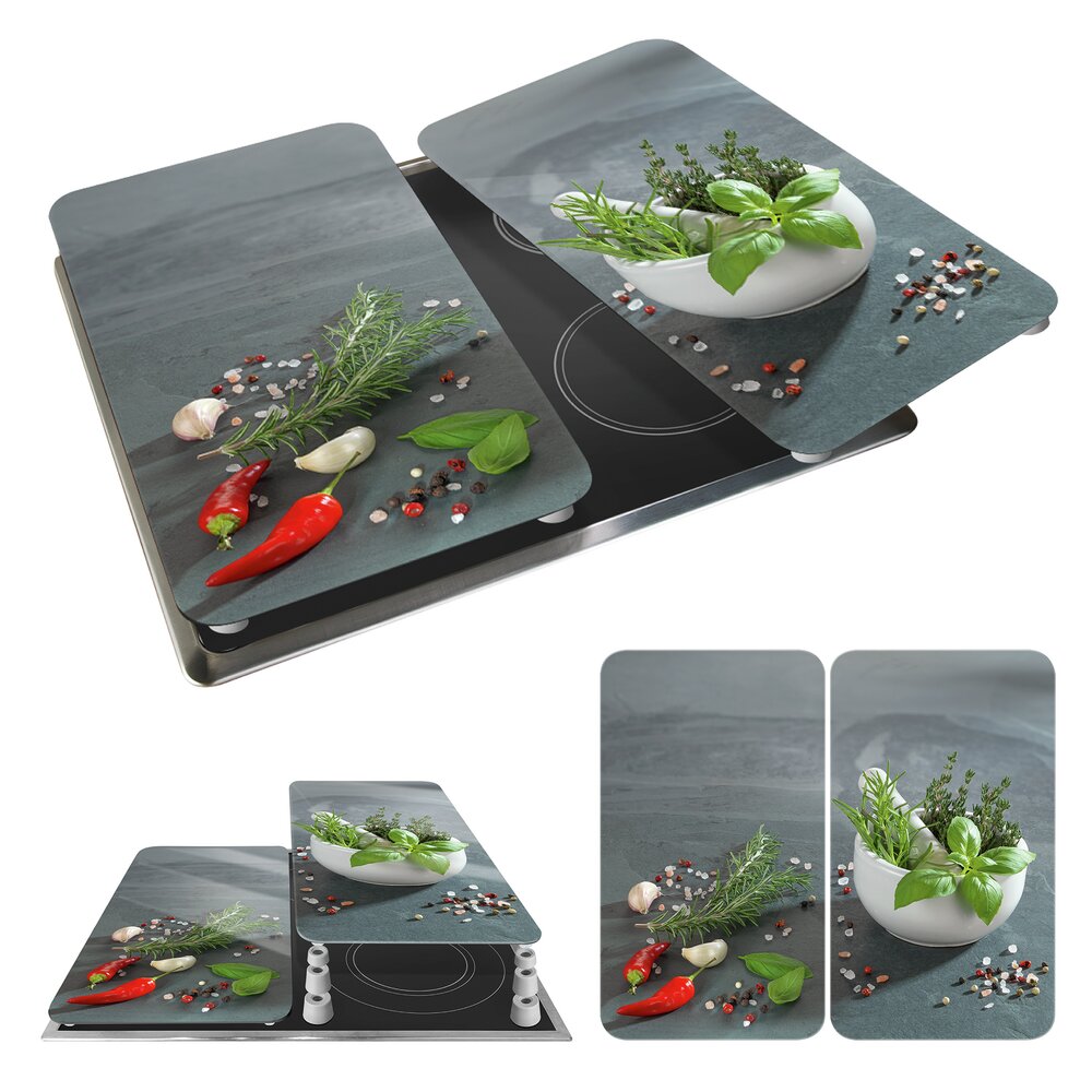 Herdabdeckplatte Universal Mod. Kräuterküche, 2er Set  für alle Herdarten geeignet