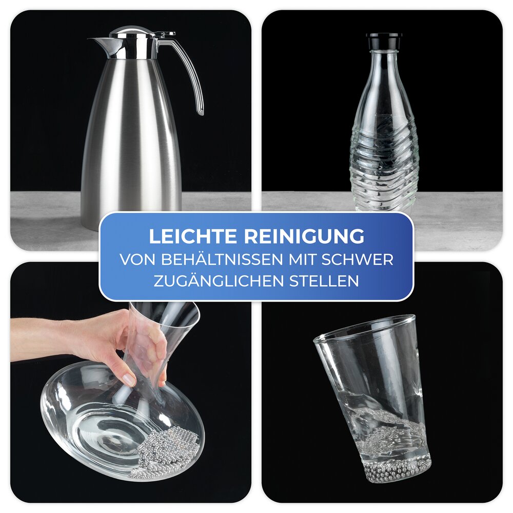 Reinigungsperlen EDELSTAHL  reinigt Flaschen und Karaffen