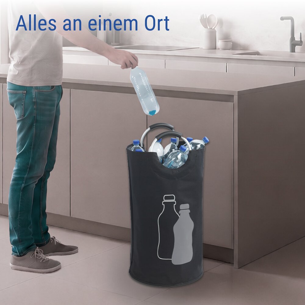 Flaschensammler Mod. Jumbo 69 L, Schwarz  Pfandflaschen Sammelbehälter aus Polyester