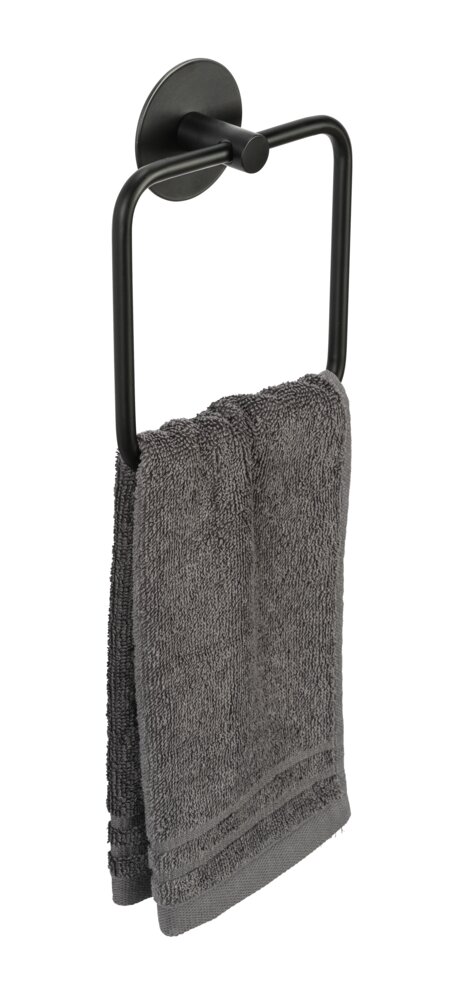 Anneau porte-serviettes Meleto noir  à coller ou à percer