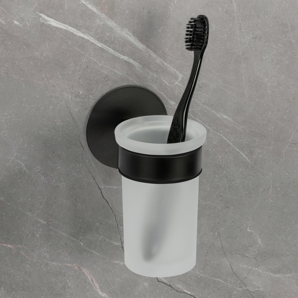 Porte-gobelet à dents Uno Meleto Noir  à coller ou à percer