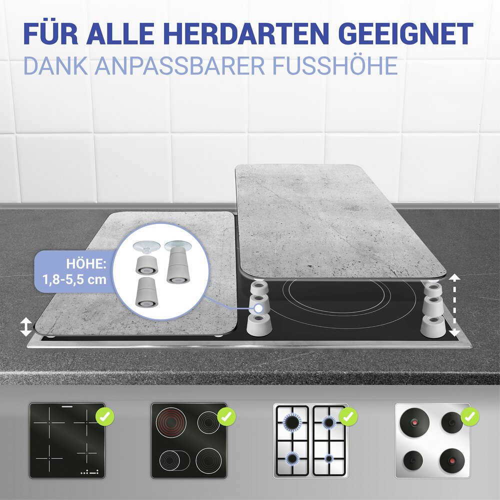 Herdabdeckplatte Universal Mod. Beton, 2er Set  für alle Herdarten geeignet