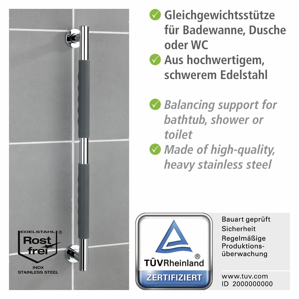 Edelstahl Wandhaltegriff Mod. Secura 65,5 cm  Bad-Sicherheitsgriff, belastbar bis 120 kg