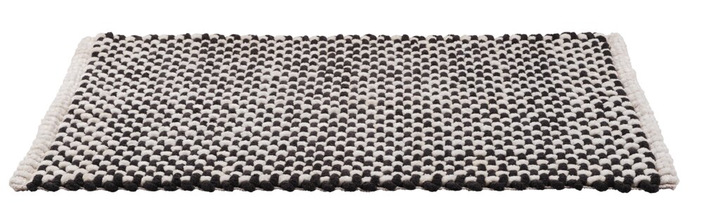 Tapis de bain Mod. Covelo, blanc-anthracite, polyester/coton, 50x80 cm  revêtement antidérapant, séchage rapide