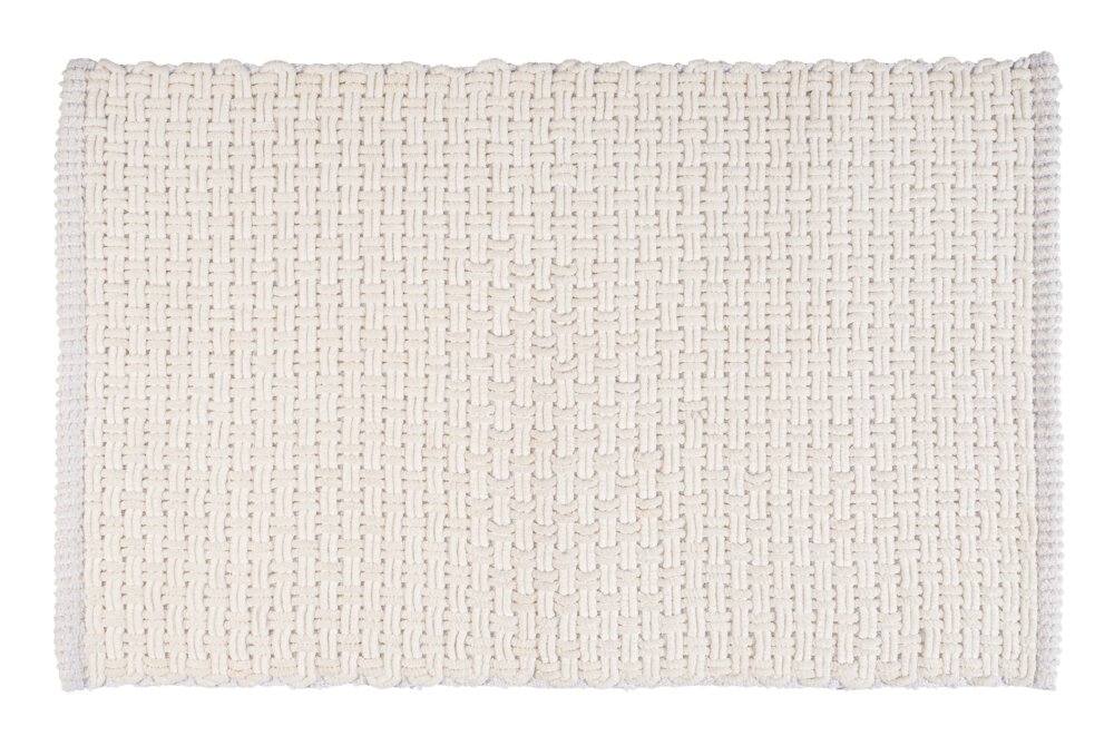 Tapis de bain Mod. Ecoli, blanc, polyester/coton, 50x80 cm  revêtement antidérapant, séchage rapide