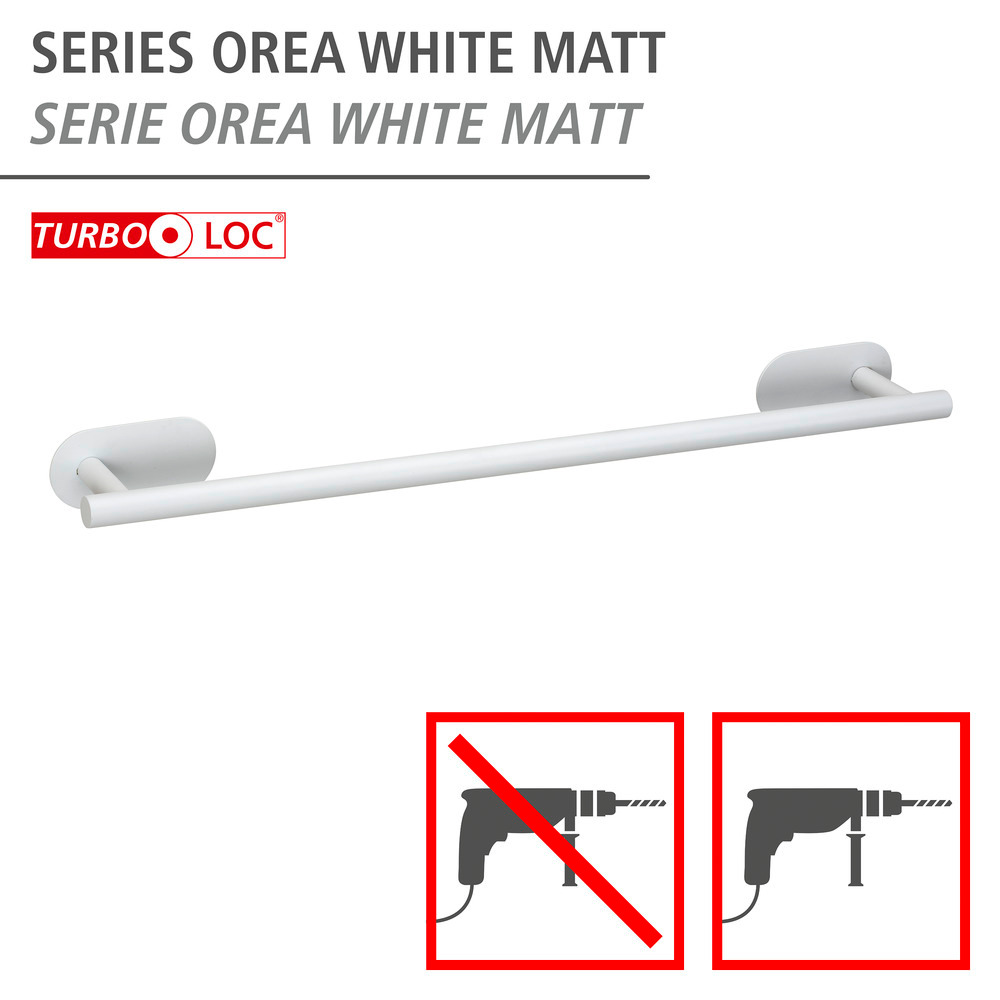 Turbo-Loc® Badetuchstange Uno Mod. Orea White matt, 60 cm  aus rostfreiem Edelstahl