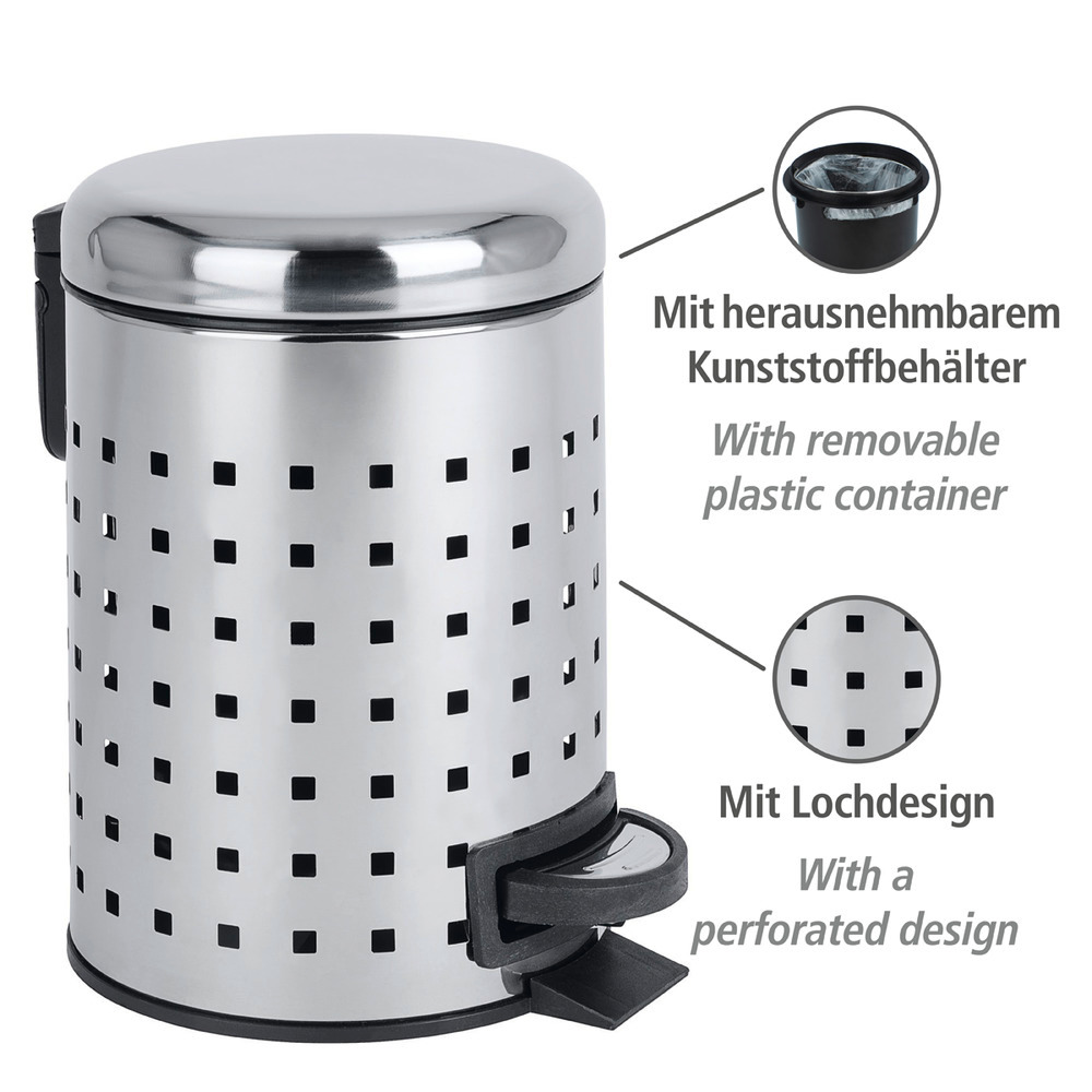 Kosmetik Treteimer Leman Lochdesign Edelstahl  rostfrei, 3 Liter