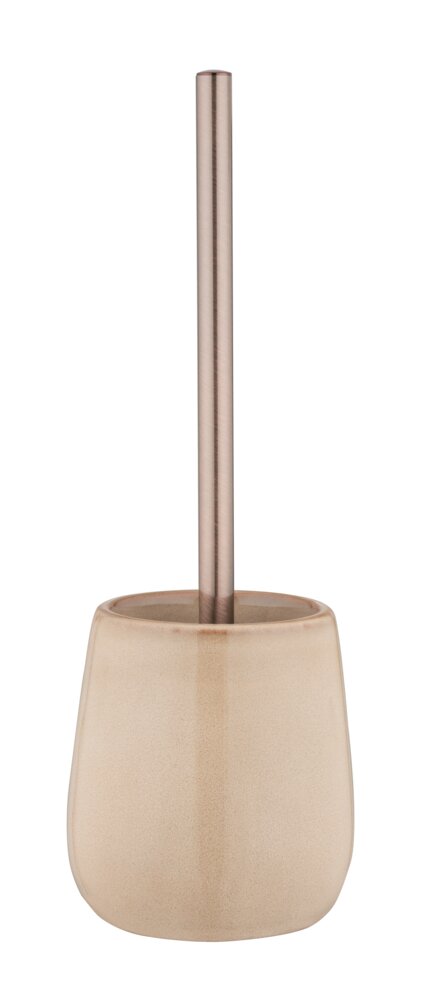 WC-Garnitur Mod. Sirmione, beige, keramik, edelstahl, 10,5x40 cm  mit schwarzem Bürstenkopf