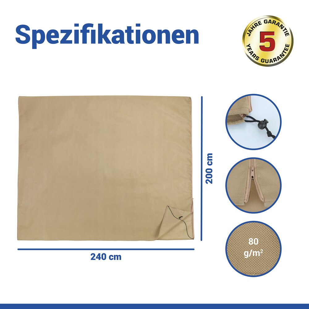 Pflanzenschutz-Vlies 200 x 240 cm, Beige  reißfestes Wintervlies für Pflanzen