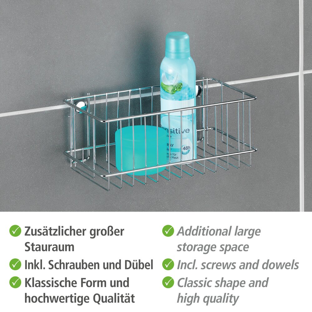 Wandablage groß Mod. Classic  aus hochglanzpoliertem, verchromtem Stahl