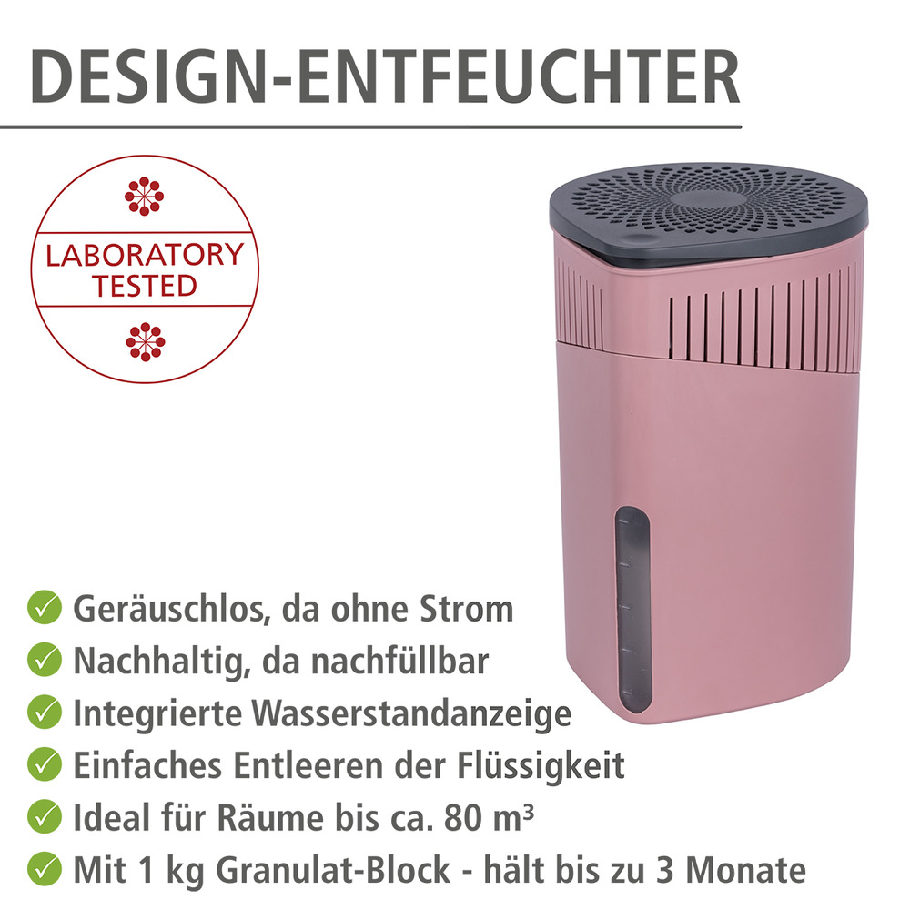 Raumentfeuchter Mod. Drop 1000 g rosa  senkt die Luftfeuchtigkeit