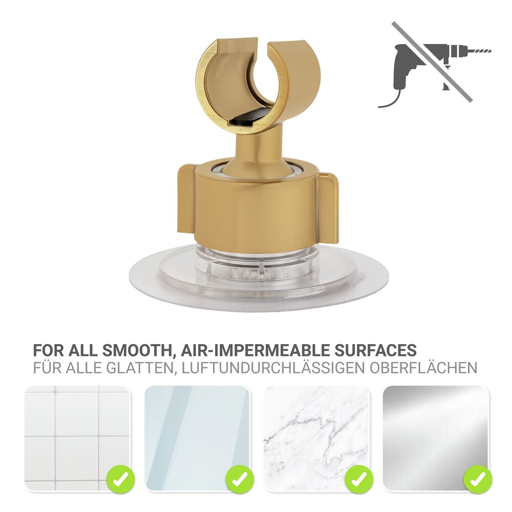 Duschkopfhalter 360° Gold  Befestigen ohne Bohren