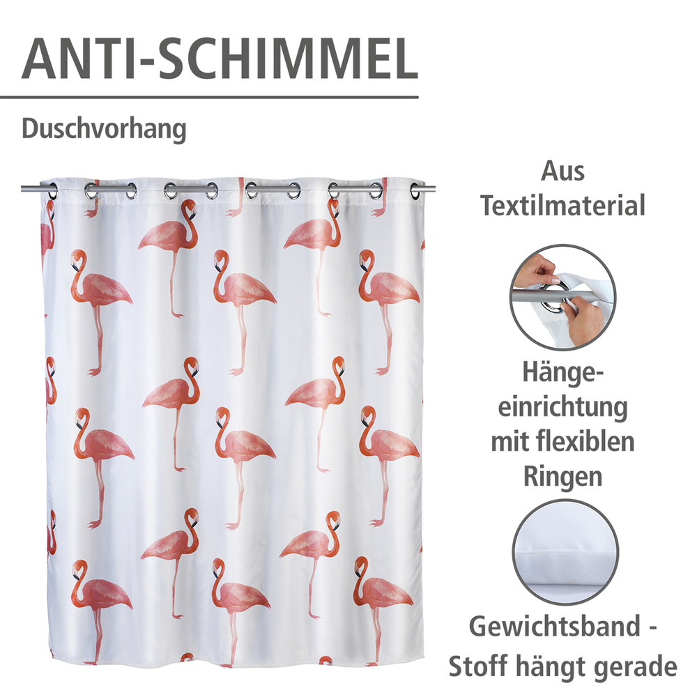 Anti-Schimmel Duschvorhang Flamingo Flex  Polyester, 180 x 200 cm, waschbar