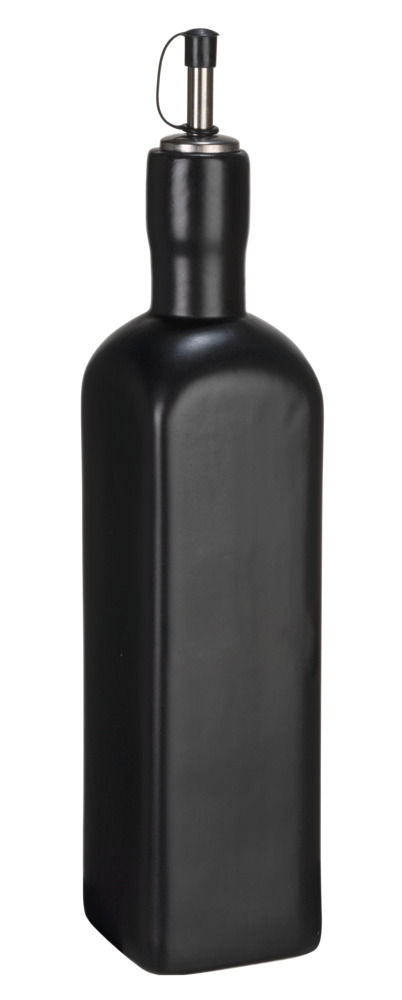 Ölspender Mod. OLIVIA, schwarz, Keramik, Edelstahl, 0.6L, 6,5x30,5x6,5 cm  ideal für Essig und Öl