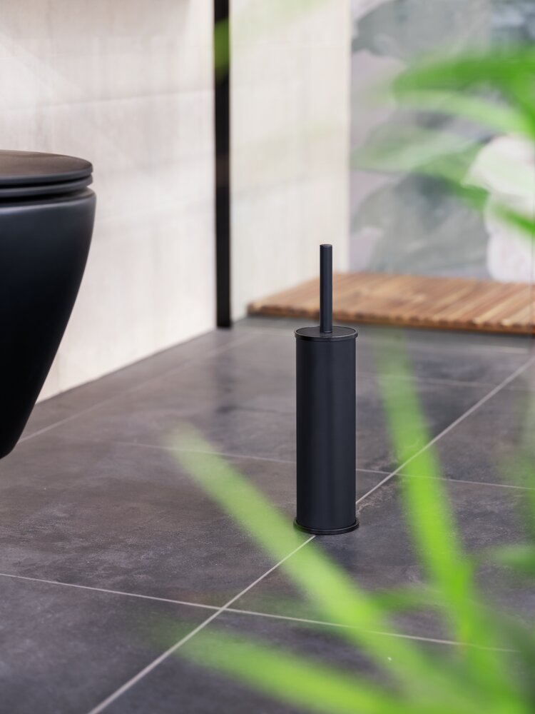 Garniture WC Olmedo Noir  en acier inoxydable, forme fermée
