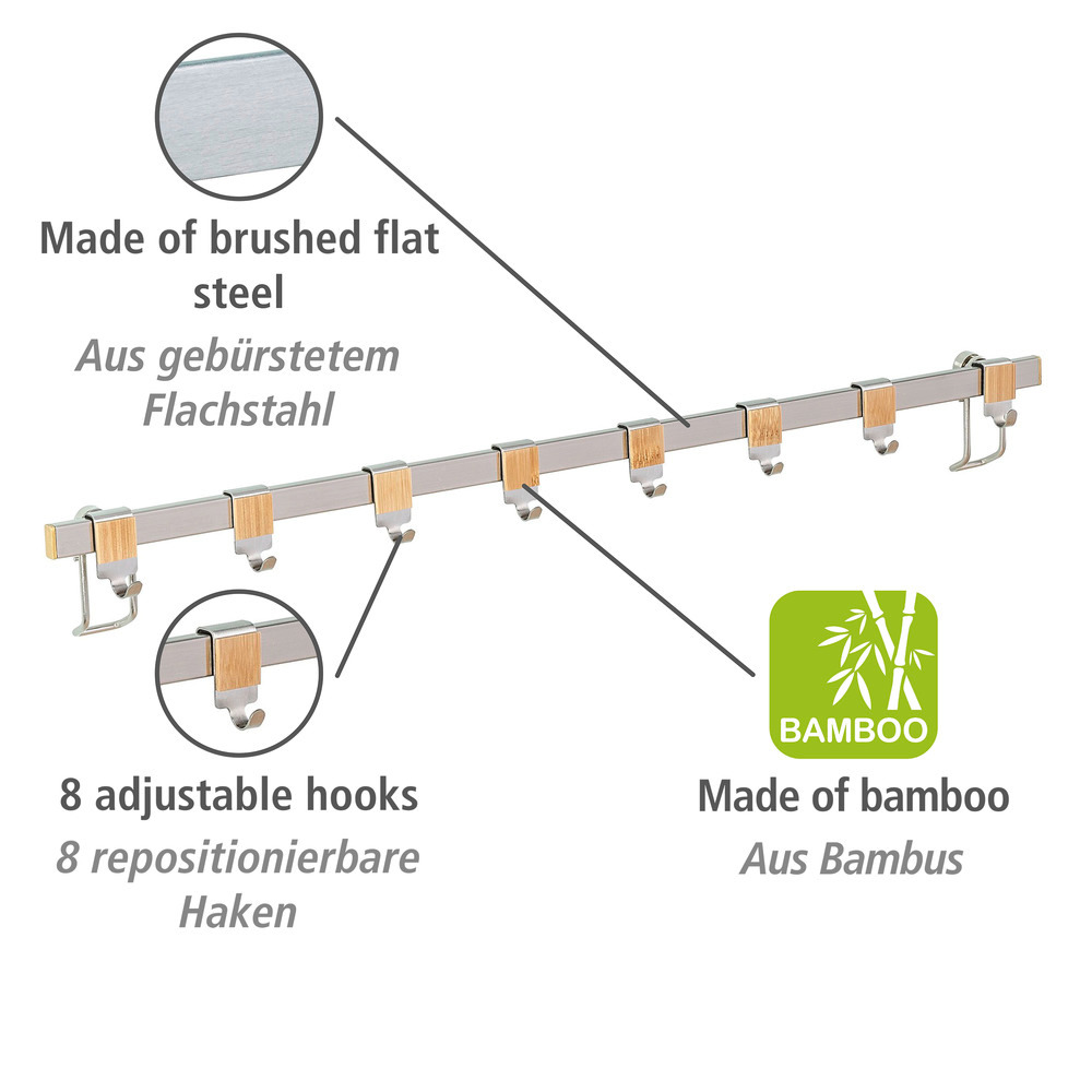 Turbo-Loc® Hakenleiste Premium mit 8 Haken  Wandleiste, 60 cm