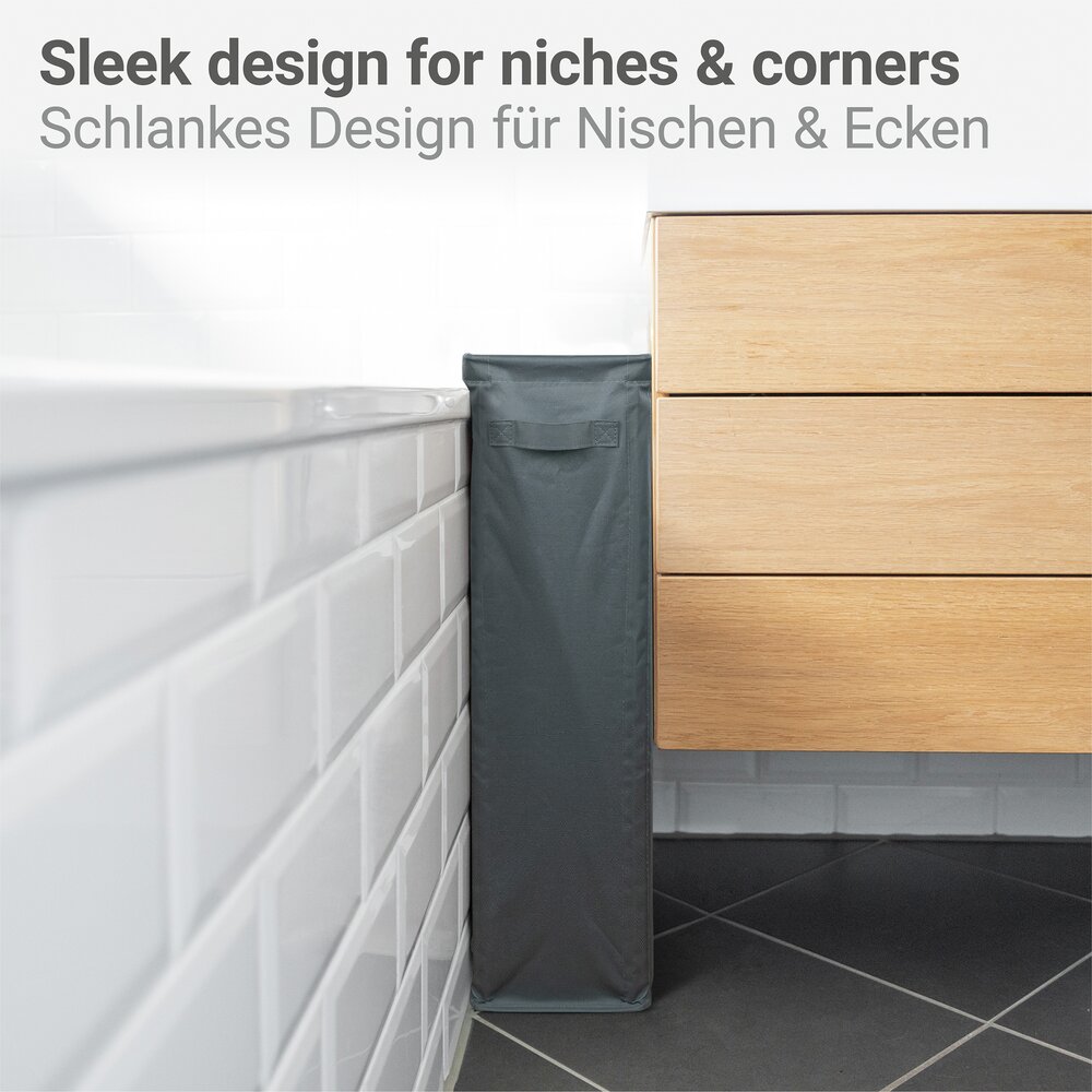 Wäschesammler Mod. Slim, anthrazit, Polyester, 46L, 20x60x40 cm  perfekt für schmale Nischen