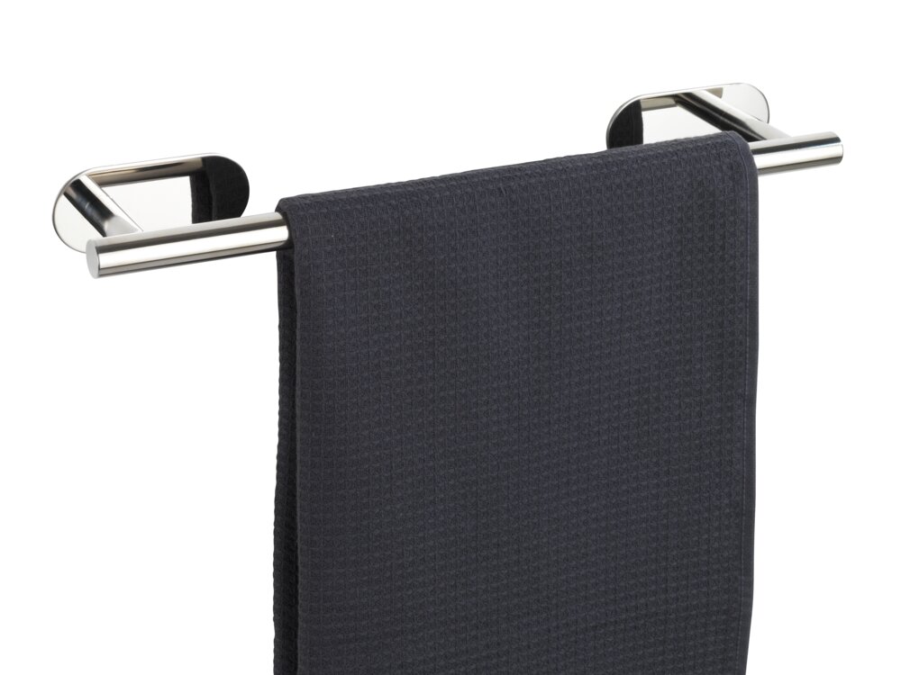 Porte Serviette mural inox brillant,  solution sans perçage, innovation "Turbo Loc Plus", Longueur 40 cm, Orea  Porte serviette mural sans perçage