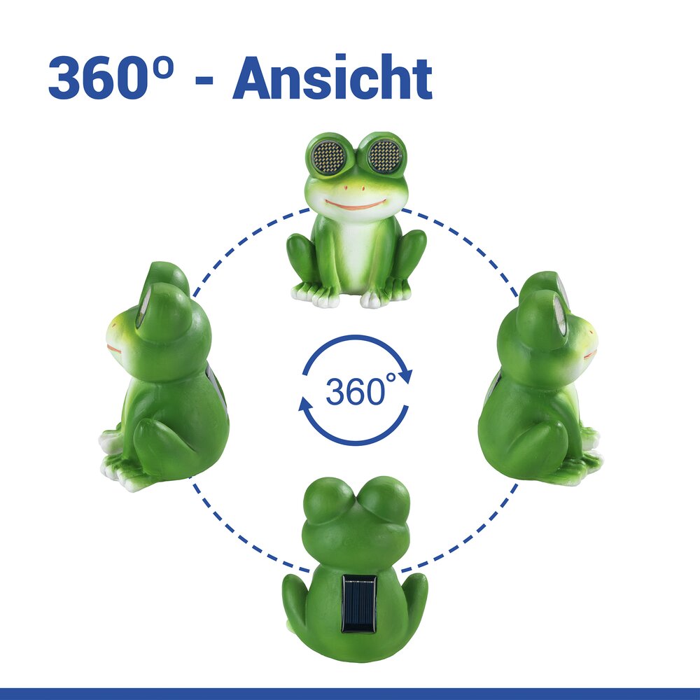 LED Gartenfigur Frosch Mod. Blinky Eyes  solarbetriebene Gartendekoration mit leuchtenden Augen