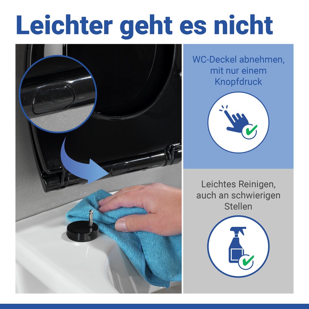 WC Sitz Mod. Kos Schwarz  Toilettendeckel mit Absenkautomatik