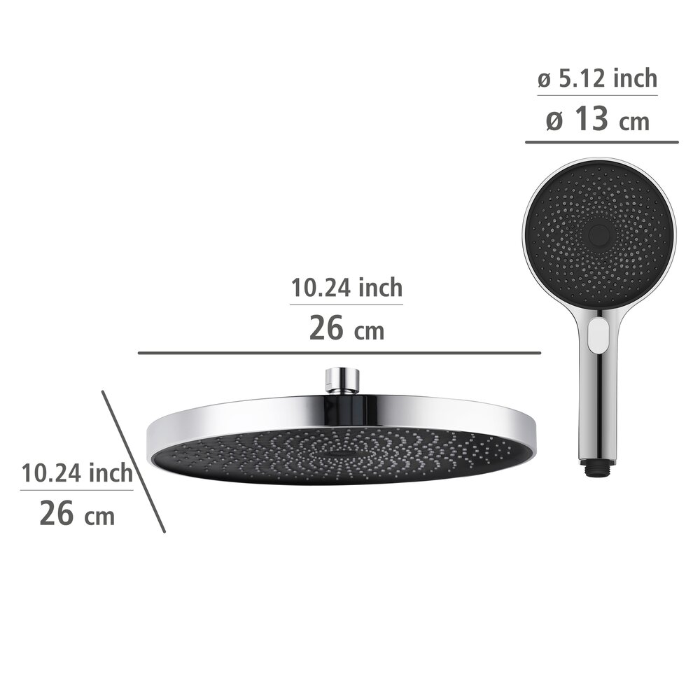 Ensemble pommeau, barre de douche et flexible Softwater  couleur chrome, raccordement facile