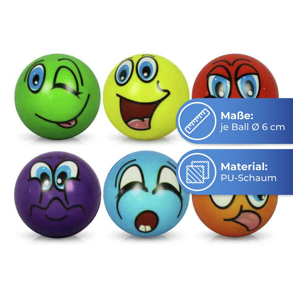 Anti-Stress Bälle 6er-Set  Stressbälle mit fröhlichen Gesichtern