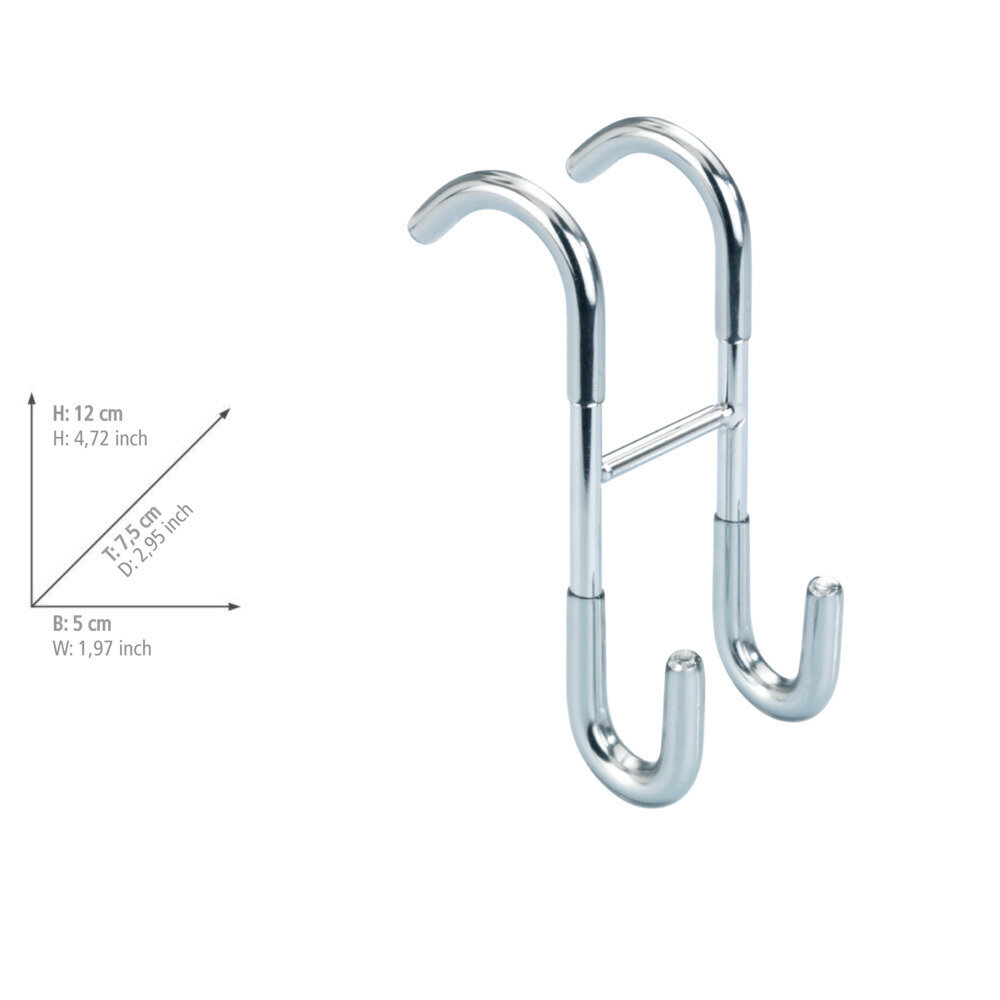 Crochet Salle de bain, à suspendre au radiateur, paroi de douche, acier inox, Taranto  idéal pour les cabines de douche et les radiateurs