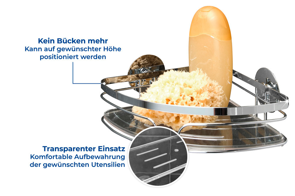 TurboFIX Edelstahl Eckablage  rostfrei, Befestigen ohne bohren