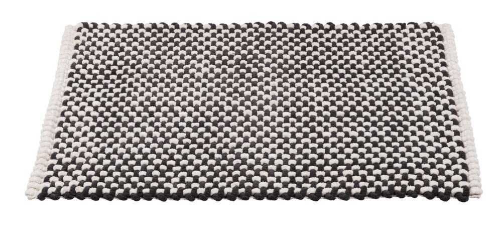 Tapis de bain Mod. Covelo, blanc-anthracite, polyester/coton, 50x80 cm  revêtement antidérapant, séchage rapide