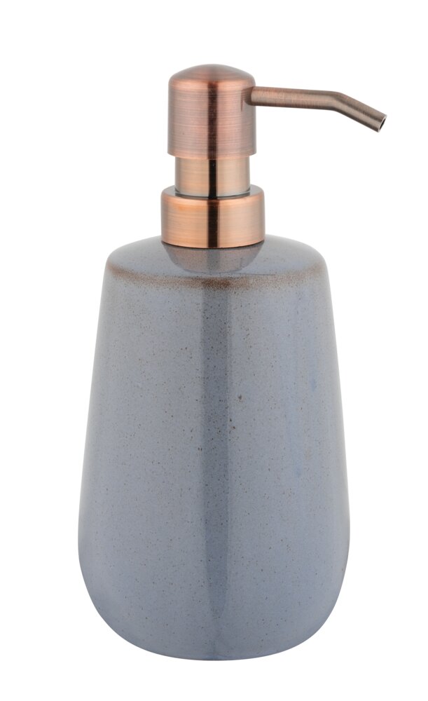 Seifenspender Mod. Sirmione, grau/kupfer, Keramik/ABS, 0.43l, Ø8x17.5 cm  aus Keramik, mit Kupferakzent