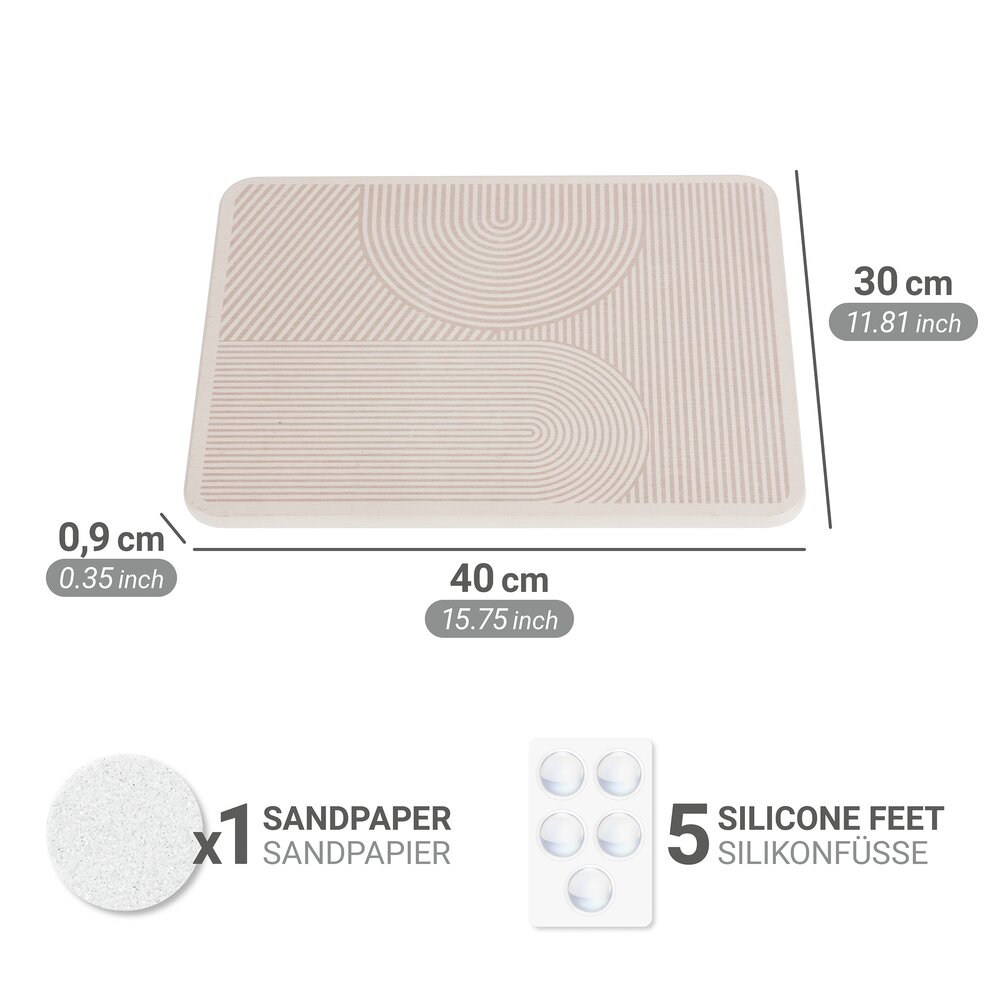 Draineermat Mod. Damon, beige, diatomiet, 40x30 cm