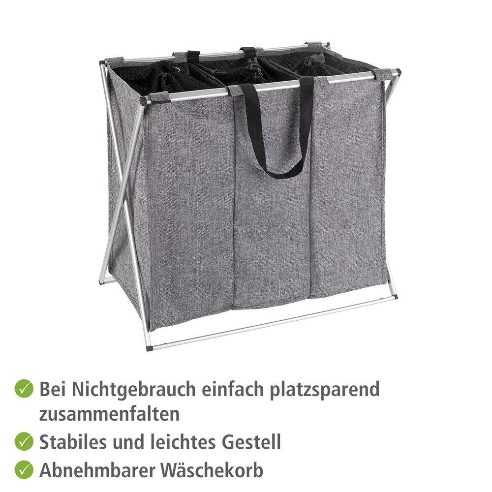 Wäschesammler Mod. Trio Grau meliert  Wäschekorb, 130 l