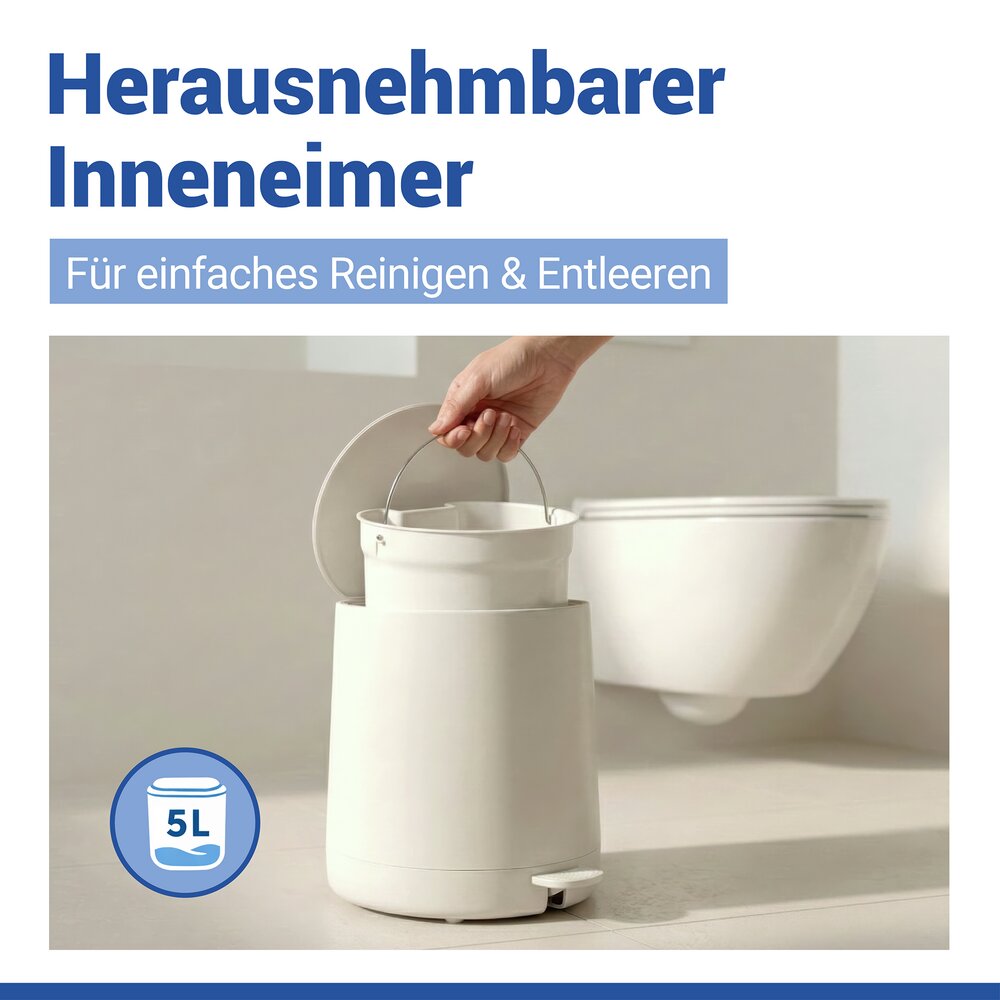 Kosmetik Treteimer Mod. Fablo Creme  mit Soft-Touch-Beschichtung, 5 L