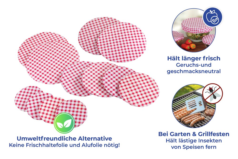 Topfhauben-Set Mod. Karo Klassik, 12-teilig  wiederverwendbar, leicht zu reinigen