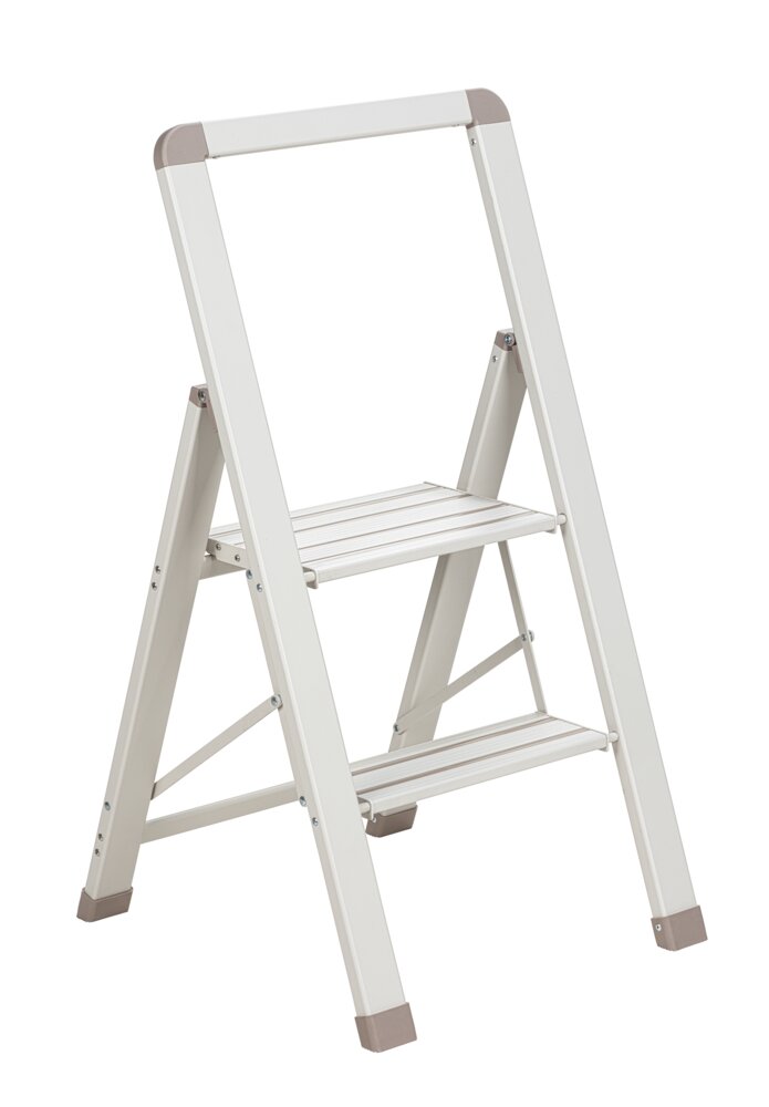 Klapptrittleiter Mod. JOLIE 2-st, beige, Aluminium, 45,6x85,4x49,7 cm  rutschfeste Füße für Sicherheit