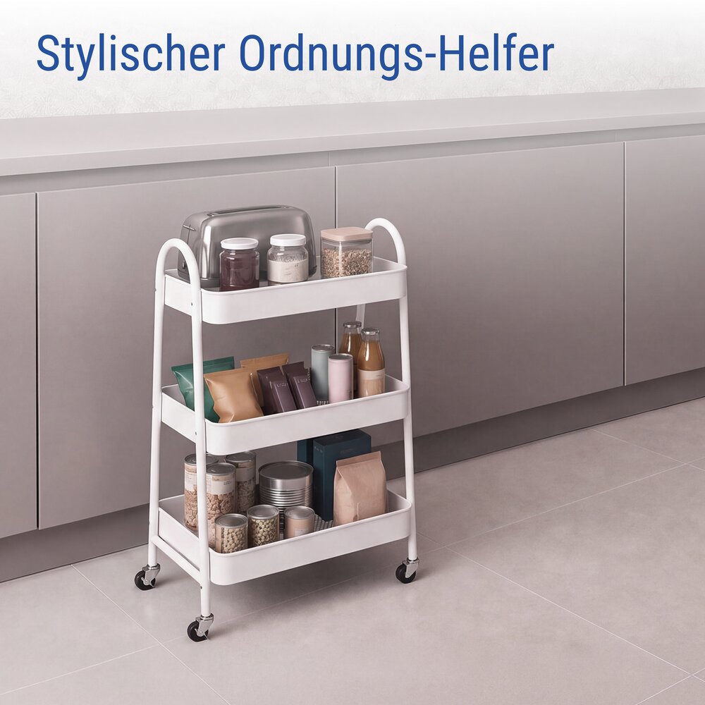Haushaltswagen Mod. Torriana Weiß  mit 3 Ablagen