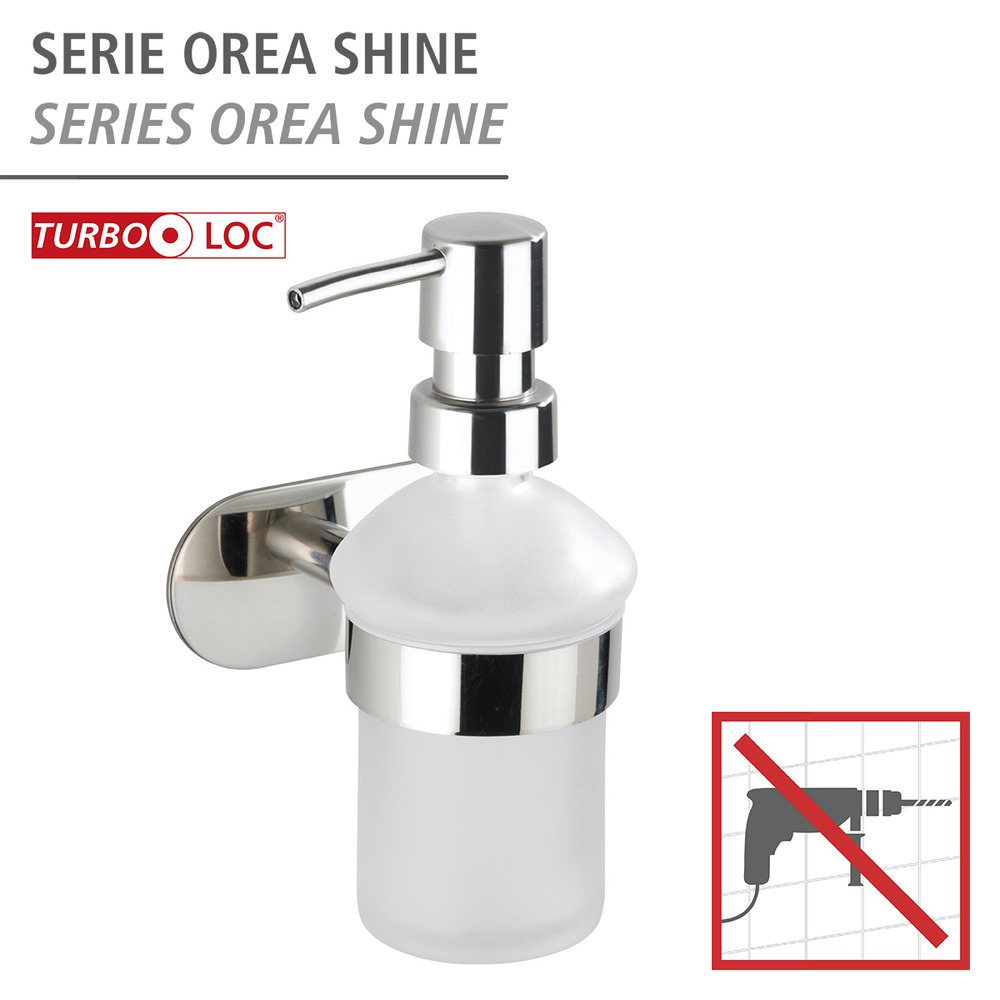 Turbo-Loc® Edelstahl Seifenspender Mod. Orea Shine  Flüssigseifen-Spender, Befestigen ohne bohren, ca. 200 ml