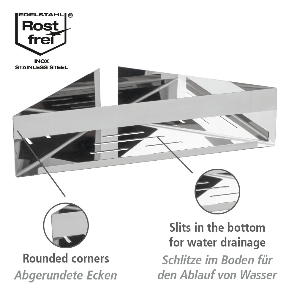 Étagère d'angle  Fixation sans percer avec une pastille adhésive spéciale