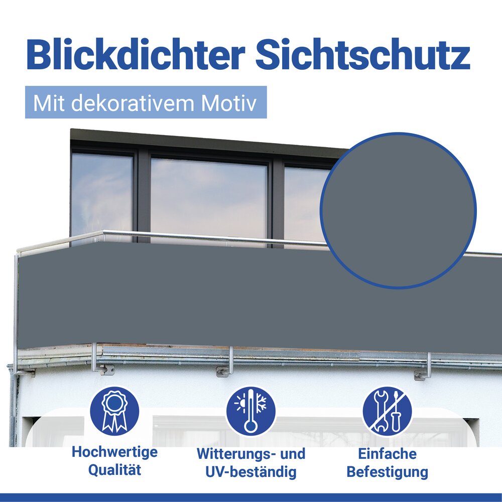 Balkon-Sichtschutz Mod. Anthrazit, 5 m  UV- und witterungsbeständig